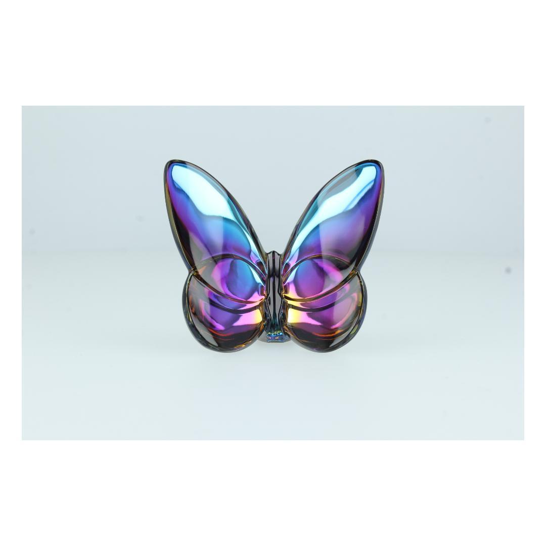 ピ*ル様 Baccarat バカラ クリスタル バタフライ 青蝶 オブジェ 箱付