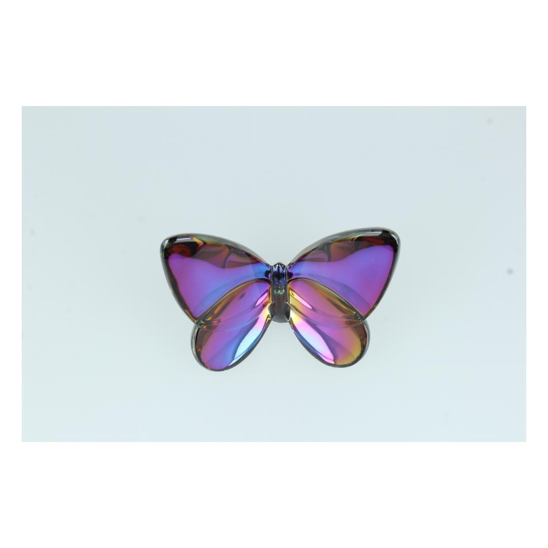 ピ*ル様 Baccarat バカラ クリスタル バタフライ 青蝶 オブジェ 箱付