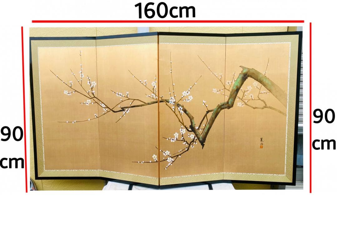 梅の花 屏風 日本画 160cm x 90cm