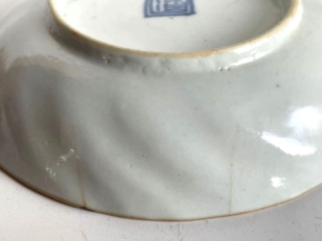 中国骨董　アンティーク　祥瑞　捻文様　縁錆　五寸皿　銘々皿　景徳鎮　古染付