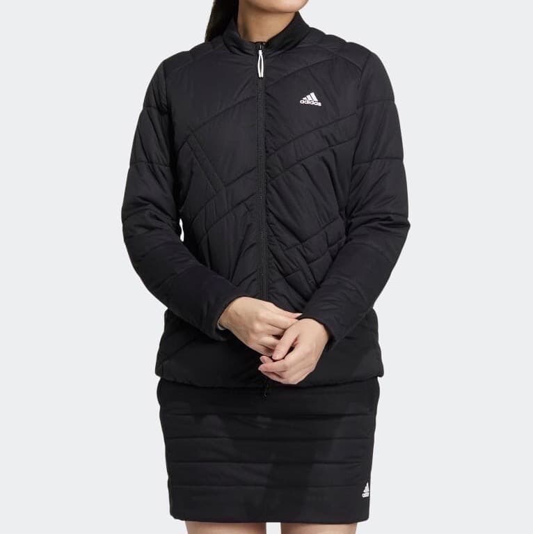 【M】秋冬 アディダス ゴルフ 保温 キルティング 中綿セットアップ 黒