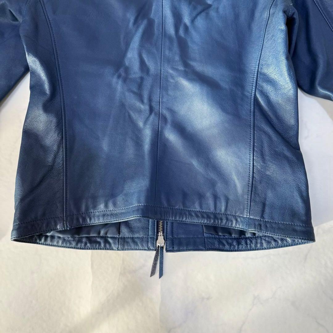 BEAUTY&YOUTH シングルライダース ジャケット 山羊革 ブルー M
