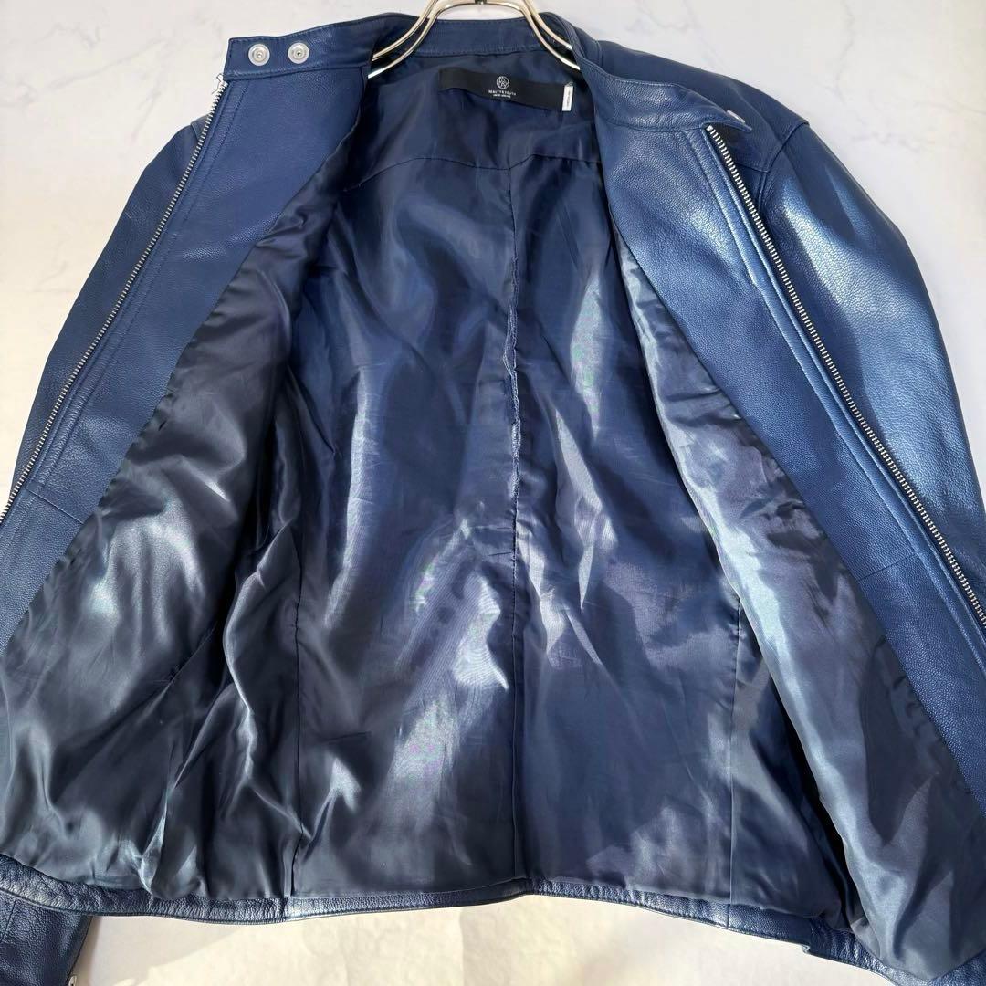 BEAUTY&YOUTH シングルライダース ジャケット 山羊革 ブルー M