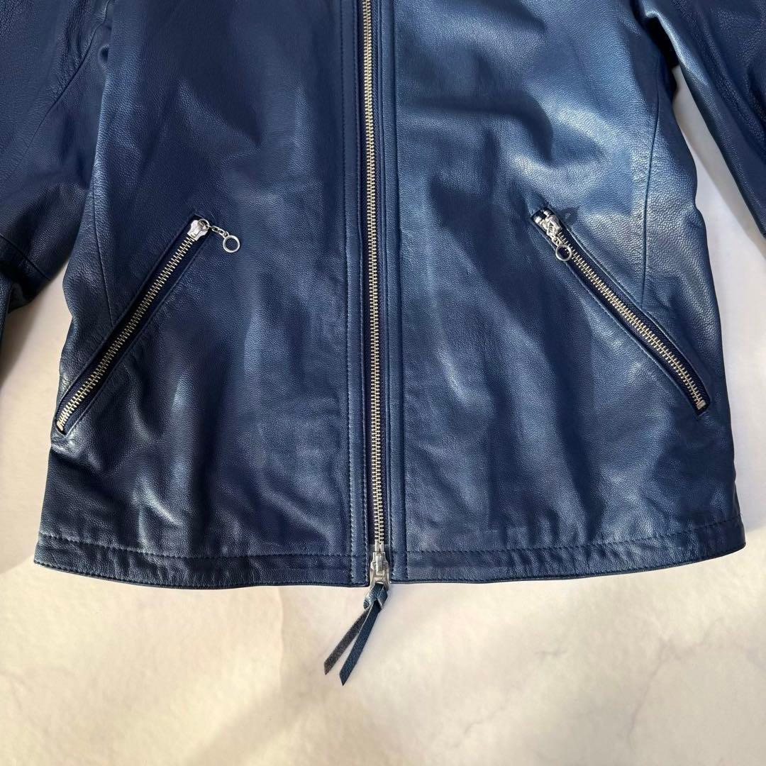 BEAUTY&YOUTH シングルライダース ジャケット 山羊革 ブルー M