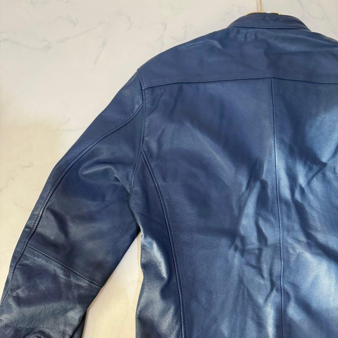 BEAUTY&YOUTH シングルライダース ジャケット 山羊革 ブルー M