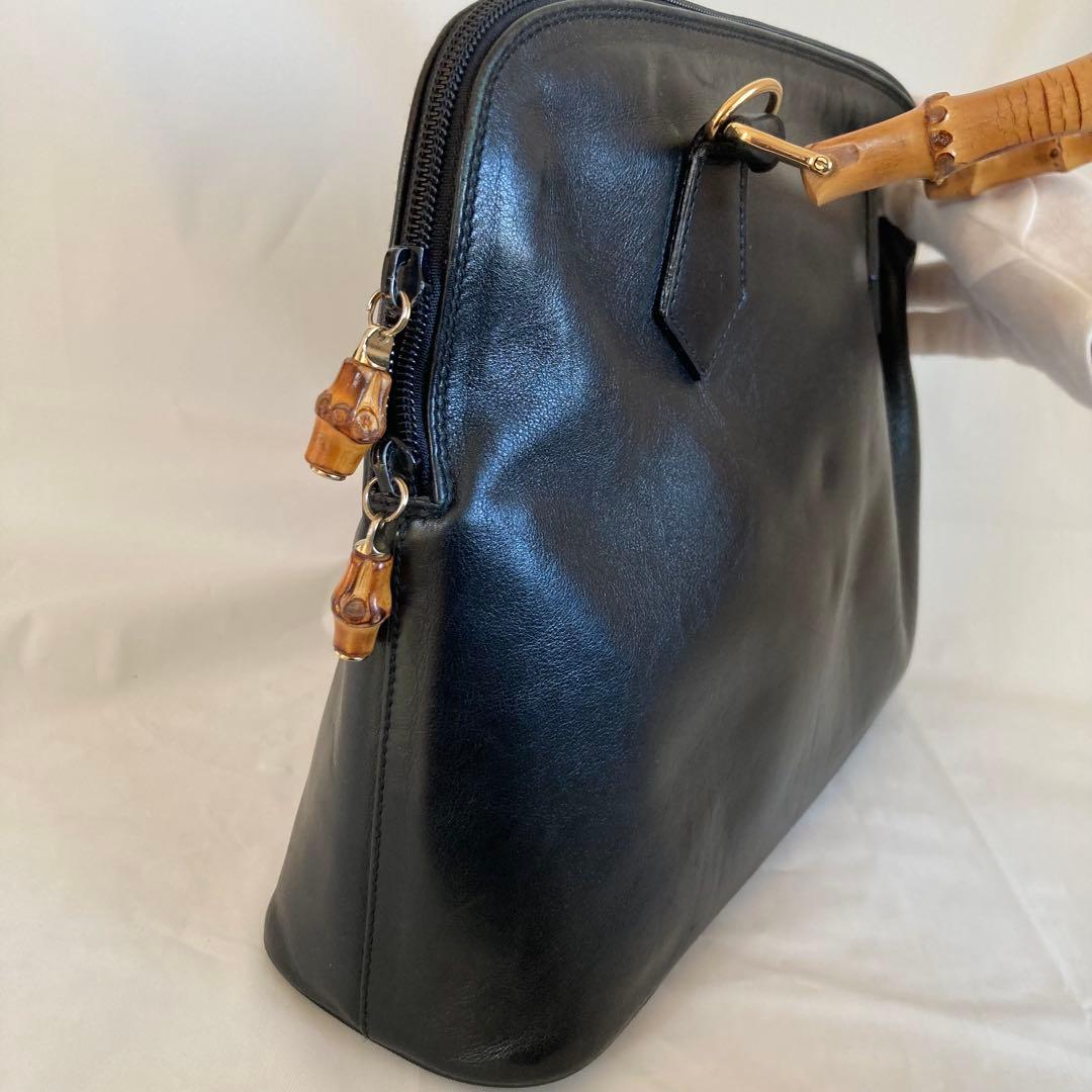 GUCCIバンブーハンドル 黒レザーハンドバッグ