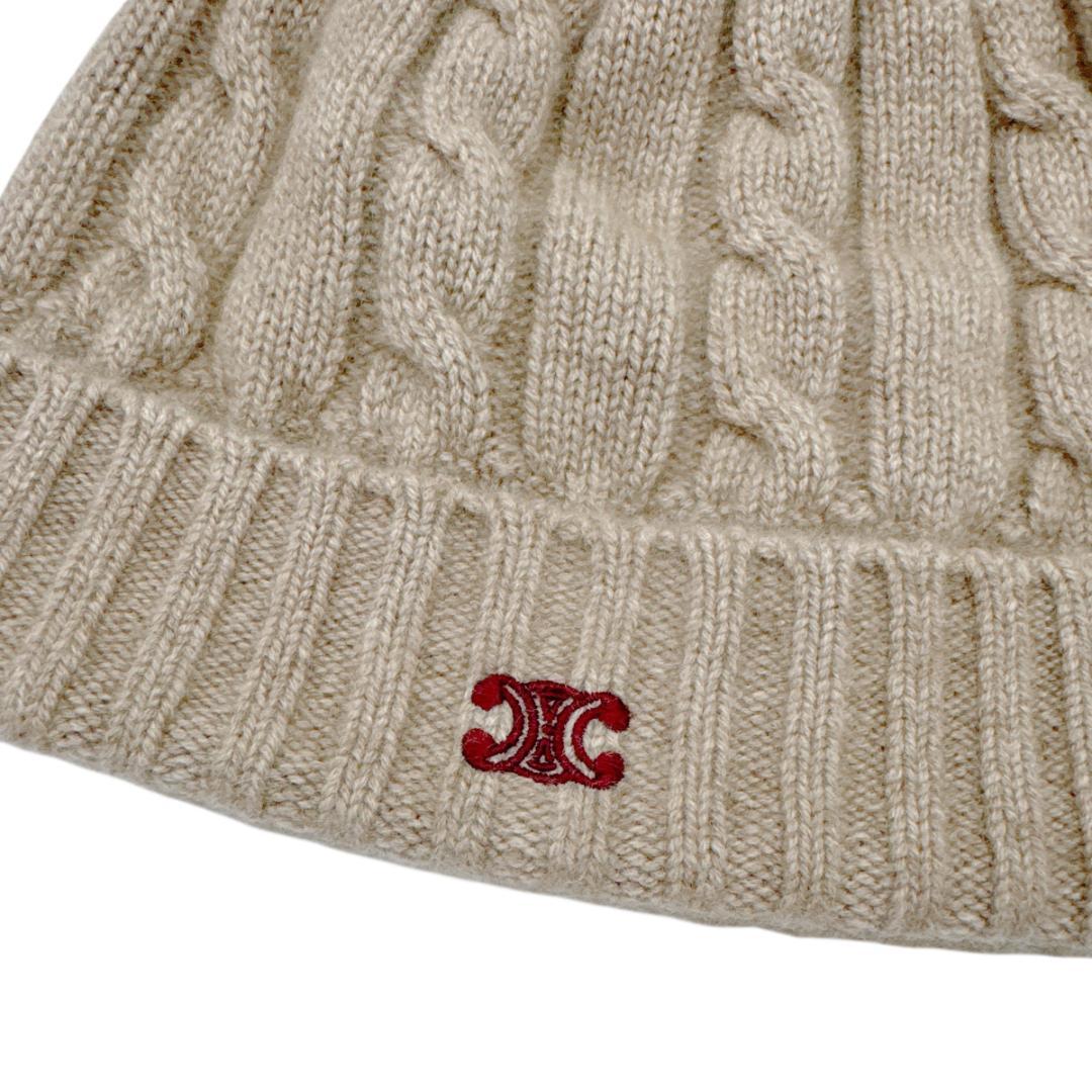 CELINE セリーヌ ニット帽 トリオンフ ベージュ