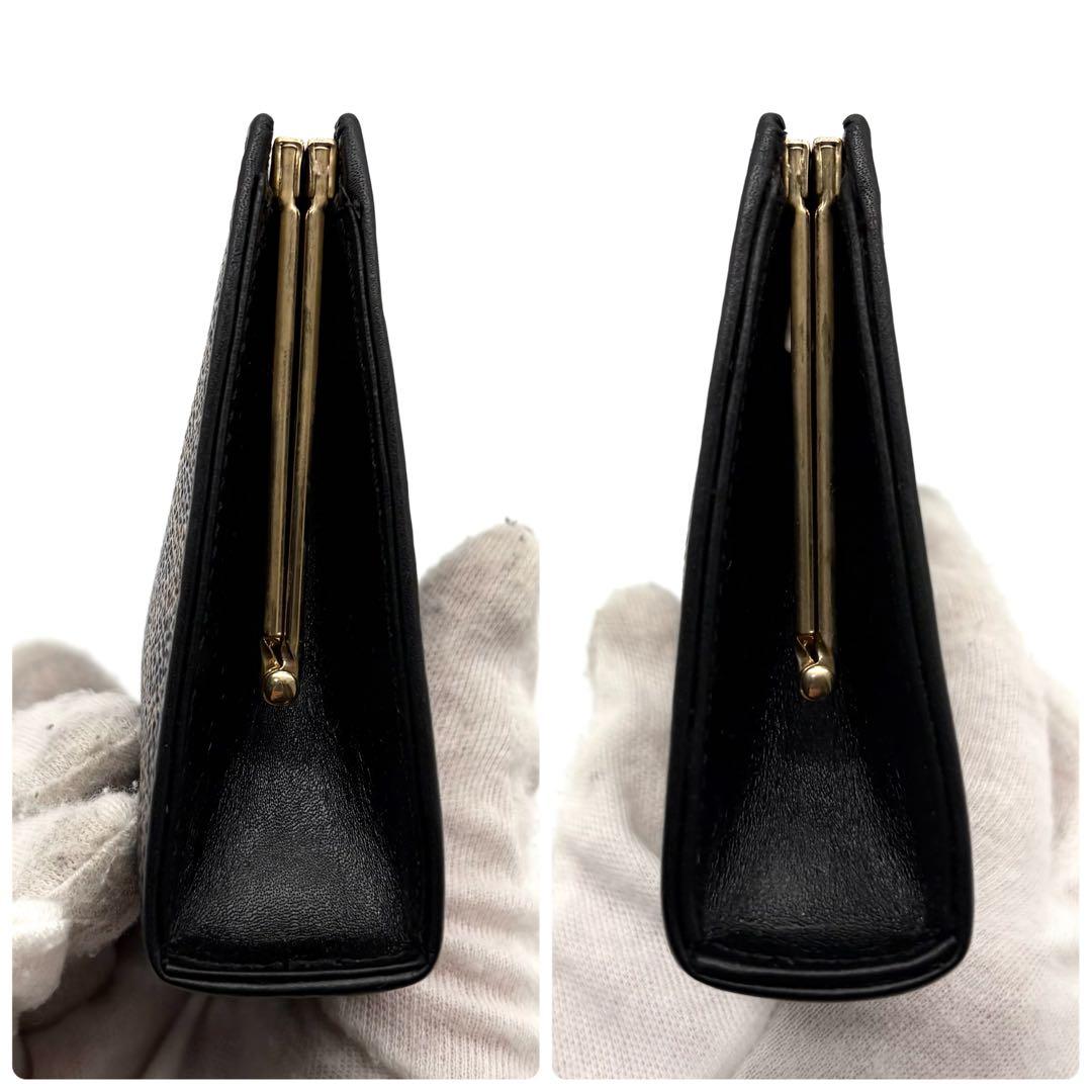 極美品✨セリーヌ マカダム がま口 財布 ポーチ PVC レザー ブラック 希少