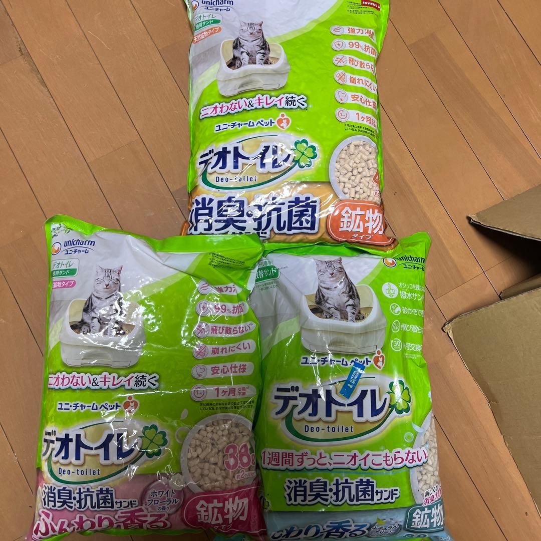 デオトイレ 猫砂 鉱物タイプ 8袋 セット 3.8ℓ×7 4ℓ×1