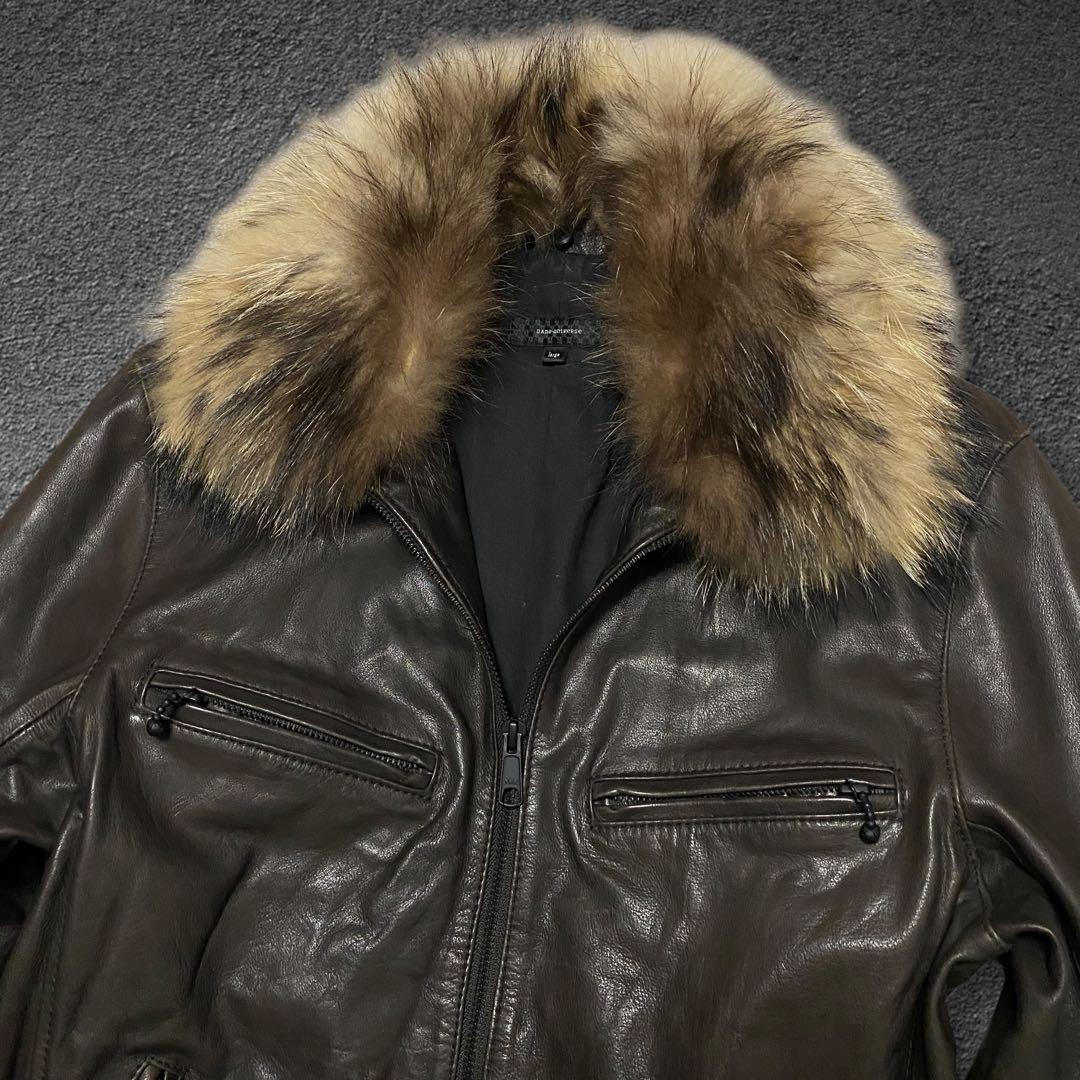 ジャケット・アウター nano universe fur leather biker jacket