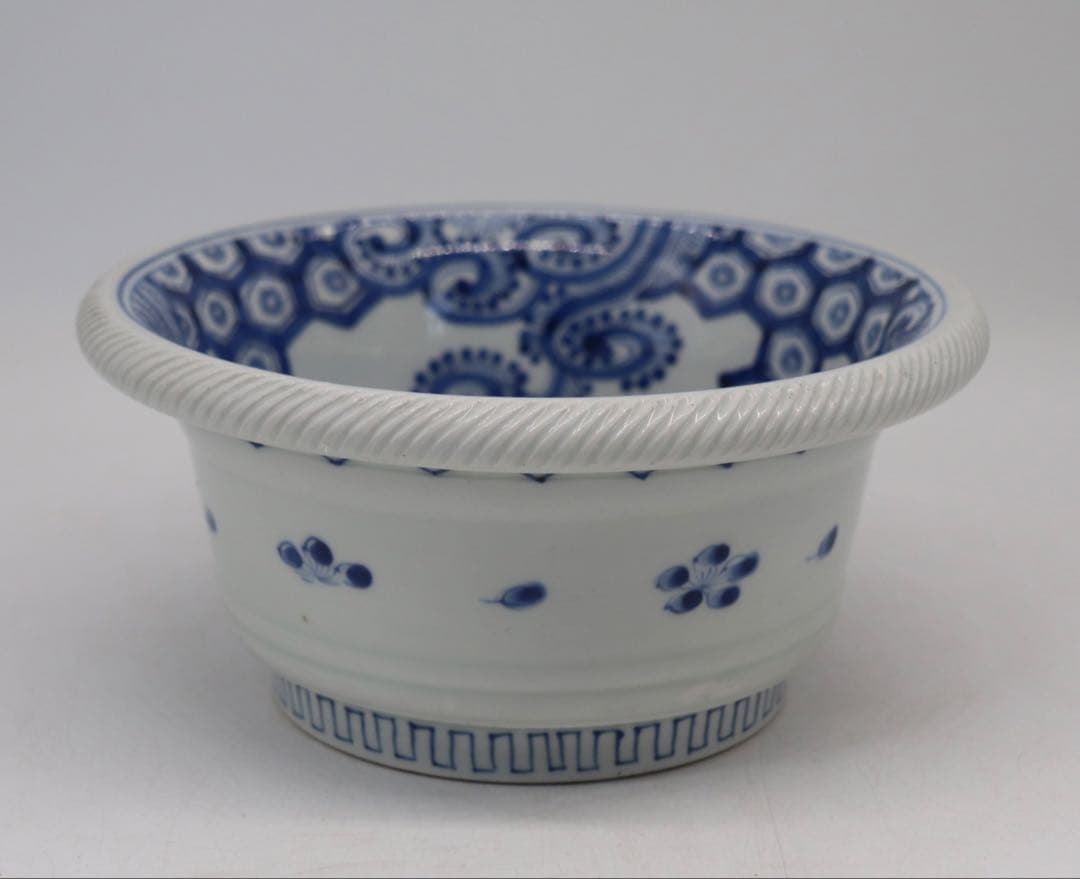 江戸　伊万里　染付　龍紋鉢　送料込み1226