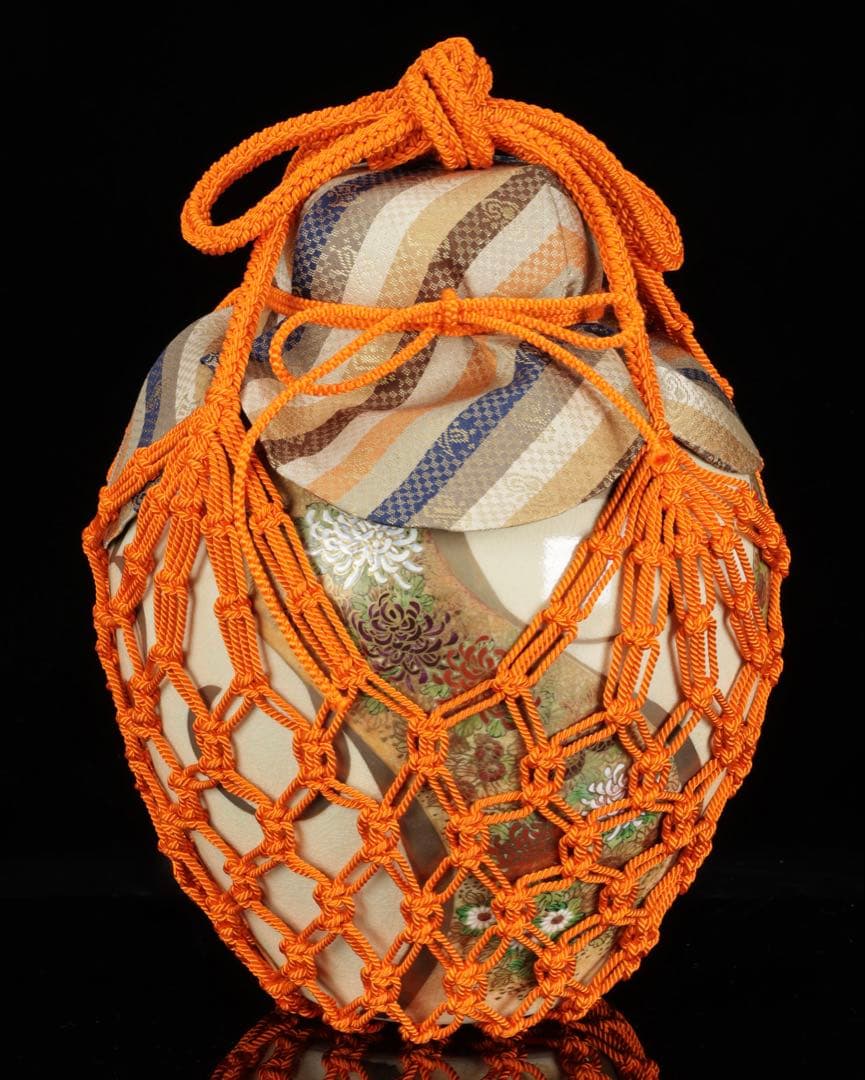 薩摩焼 【中野静鳳】茶道具 四君子絵 茶壺 飾壷 34㎝ 共箱付 古美術 骨董品