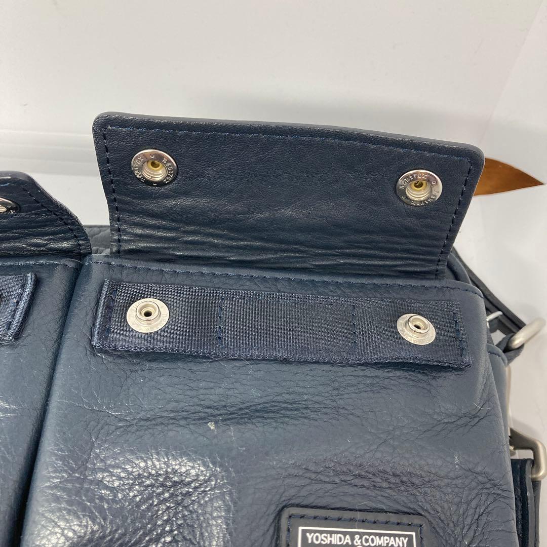 PORTER ネイビー レザー ショルダーバッグ