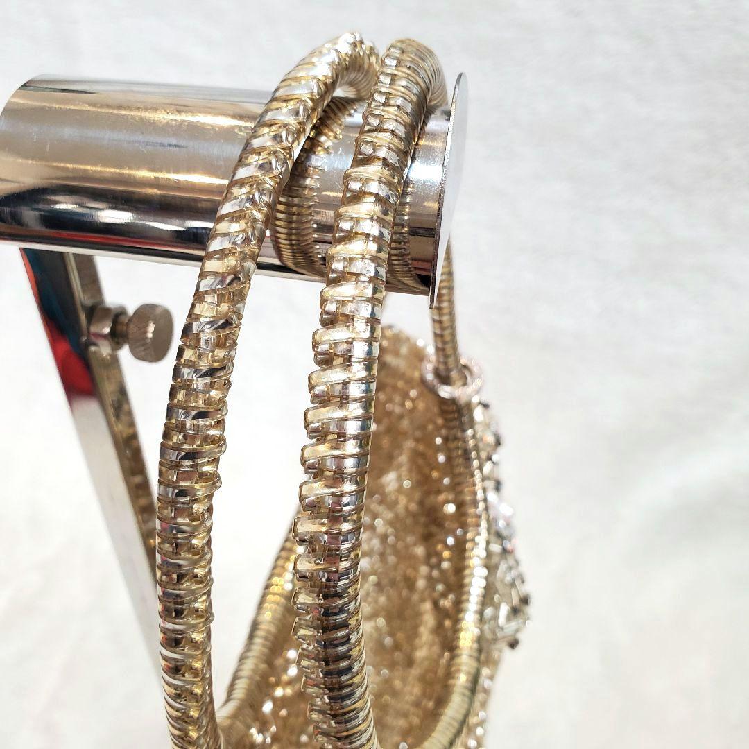 美品 アンテプリマ リボンビジュー　ワイヤーバッグ ラウンド型　シルバーゴールド