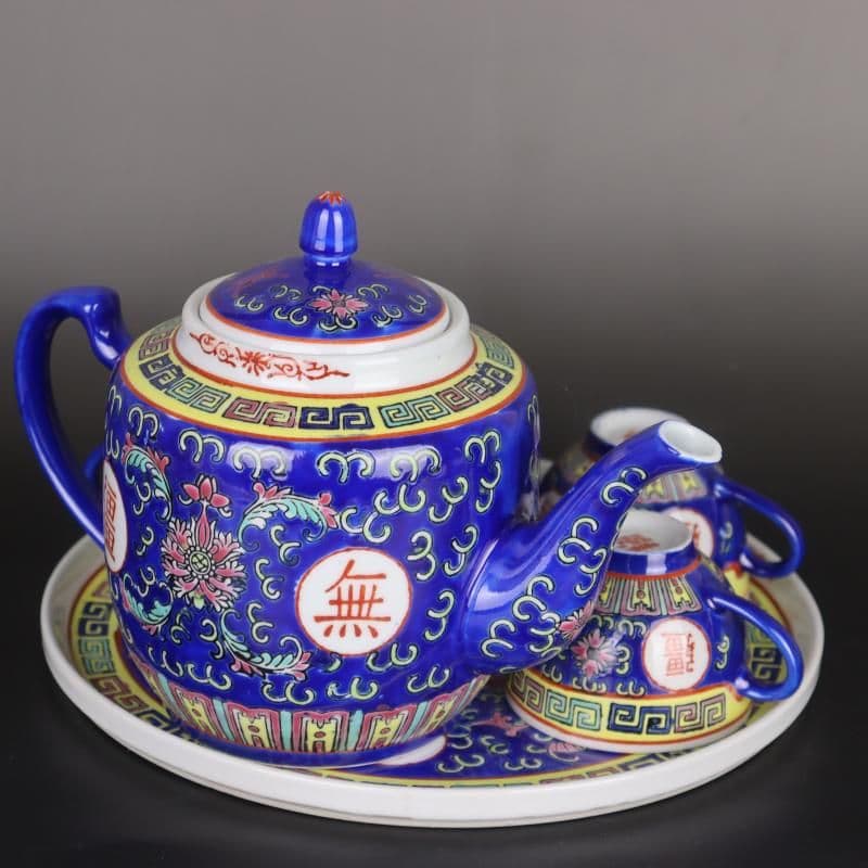 中国 景徳鎮「萬壽無疆」蓋付き スープ鉢　シュガーポット　大鉢 茶釜