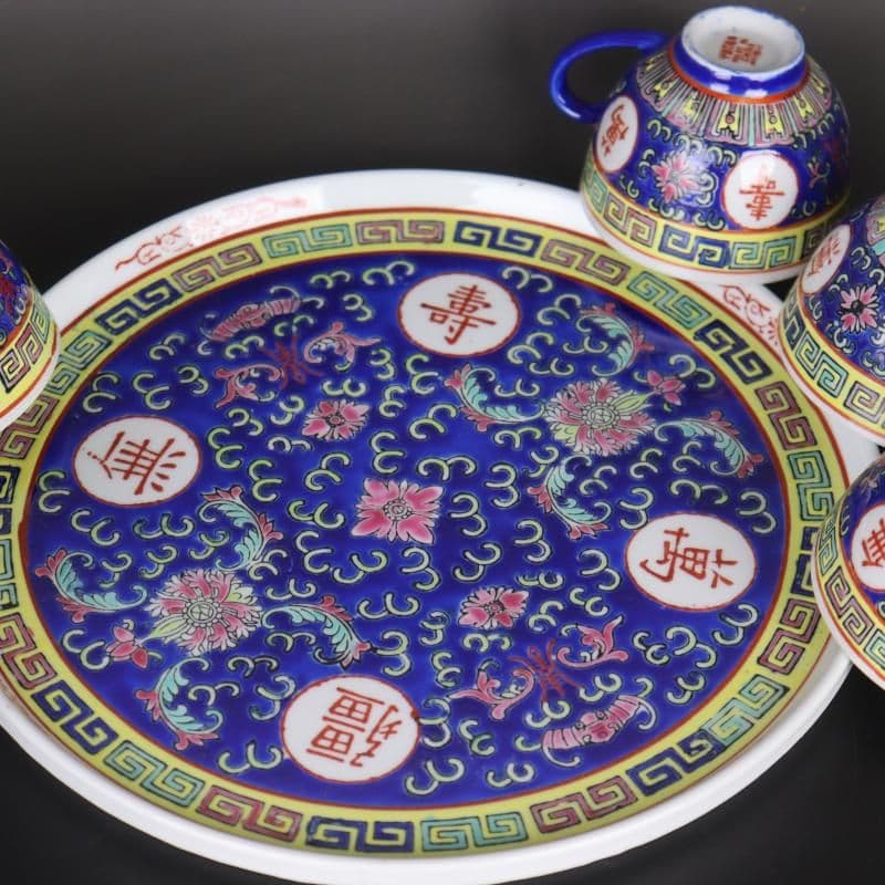 中国 景徳鎮「萬壽無疆」蓋付き スープ鉢　シュガーポット　大鉢 茶釜