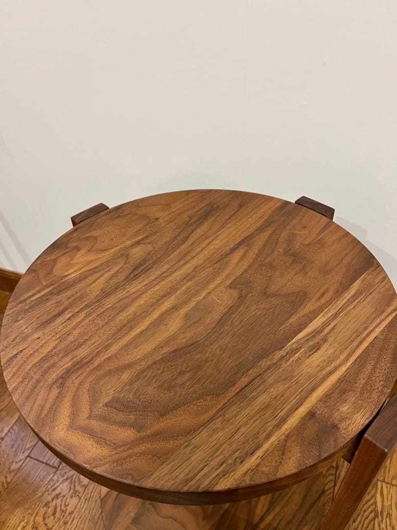 マスターウォール　ウォールナット　円形 2段サイドテーブル