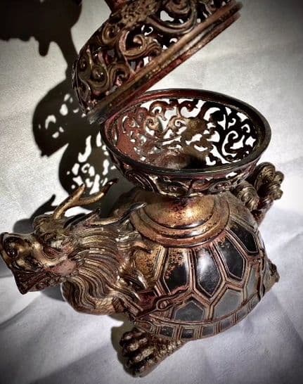 銅器 仏教 竜龍亀香炉 ツル古美術 コレクション品 銅製 工芸品 彫刻装飾品置物