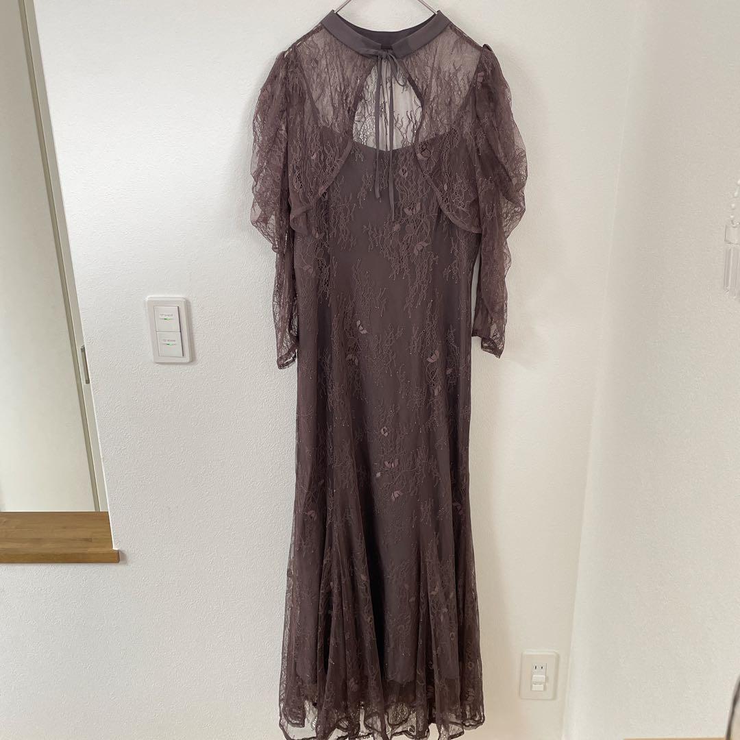 【美品】Dorry Doll ボレロレイヤーレースドレス　チャコールグレー