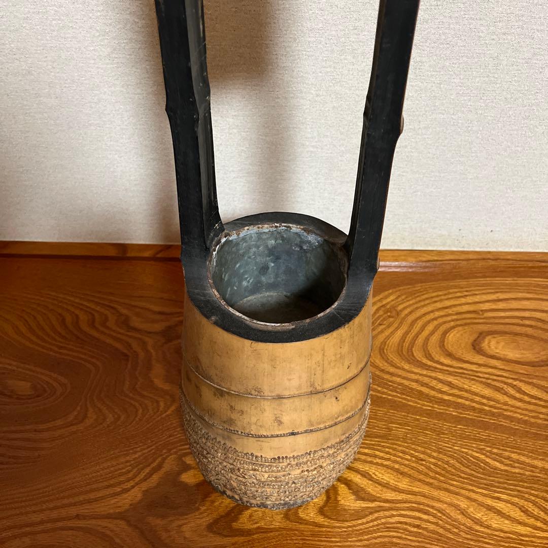 池坊　二重生　生花用花器　天然竹