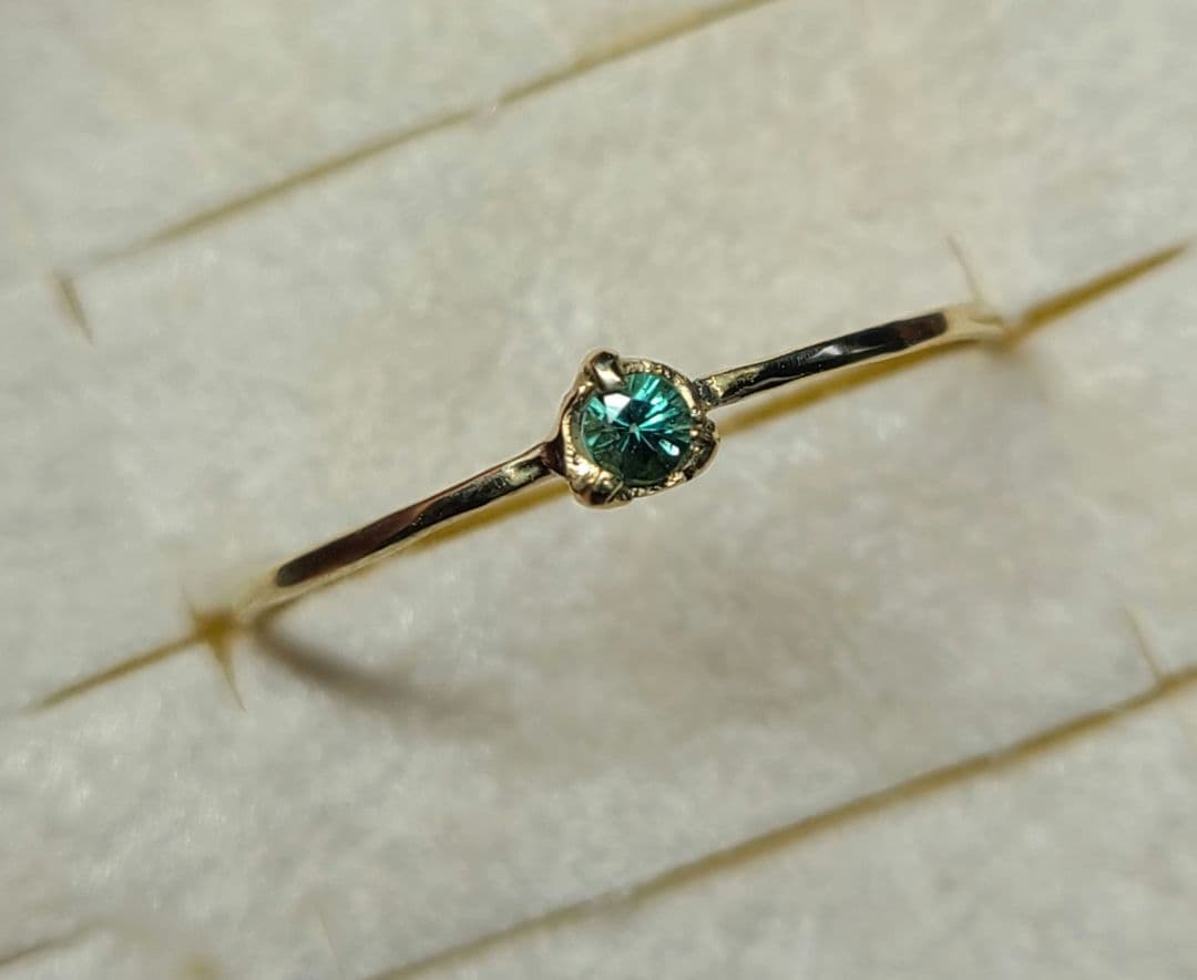 非加熱のオールドピース★ブラジルバターリャパライバトルマリンリング10金★