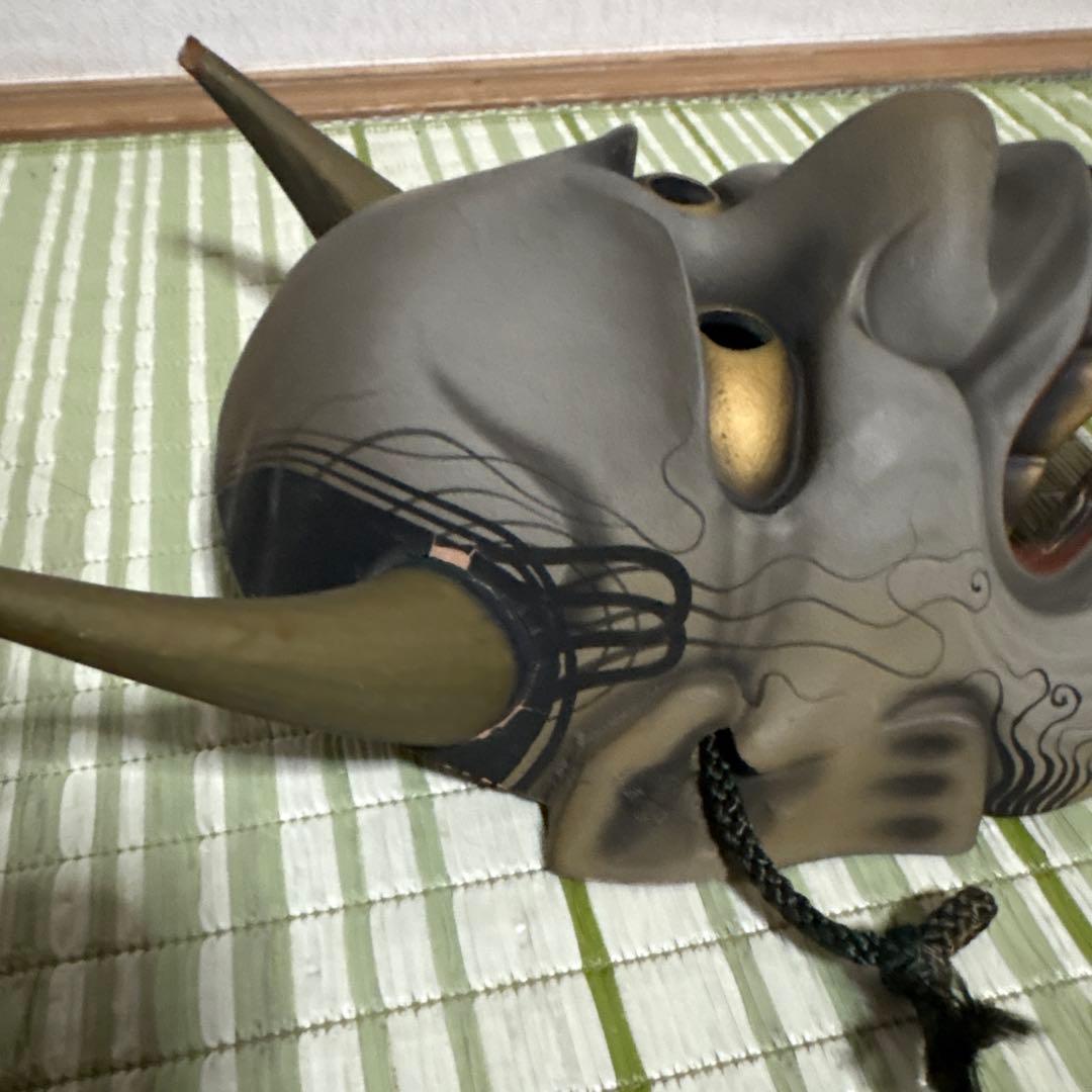 お面　能面　般若　鬼　はんにゃ　静岳作　伝統工芸　神楽面　壁掛け　置物　角