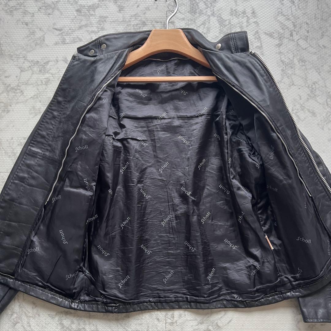 美品✨ショット シングルライダージャケット レザー ジップアップ ブラック 38