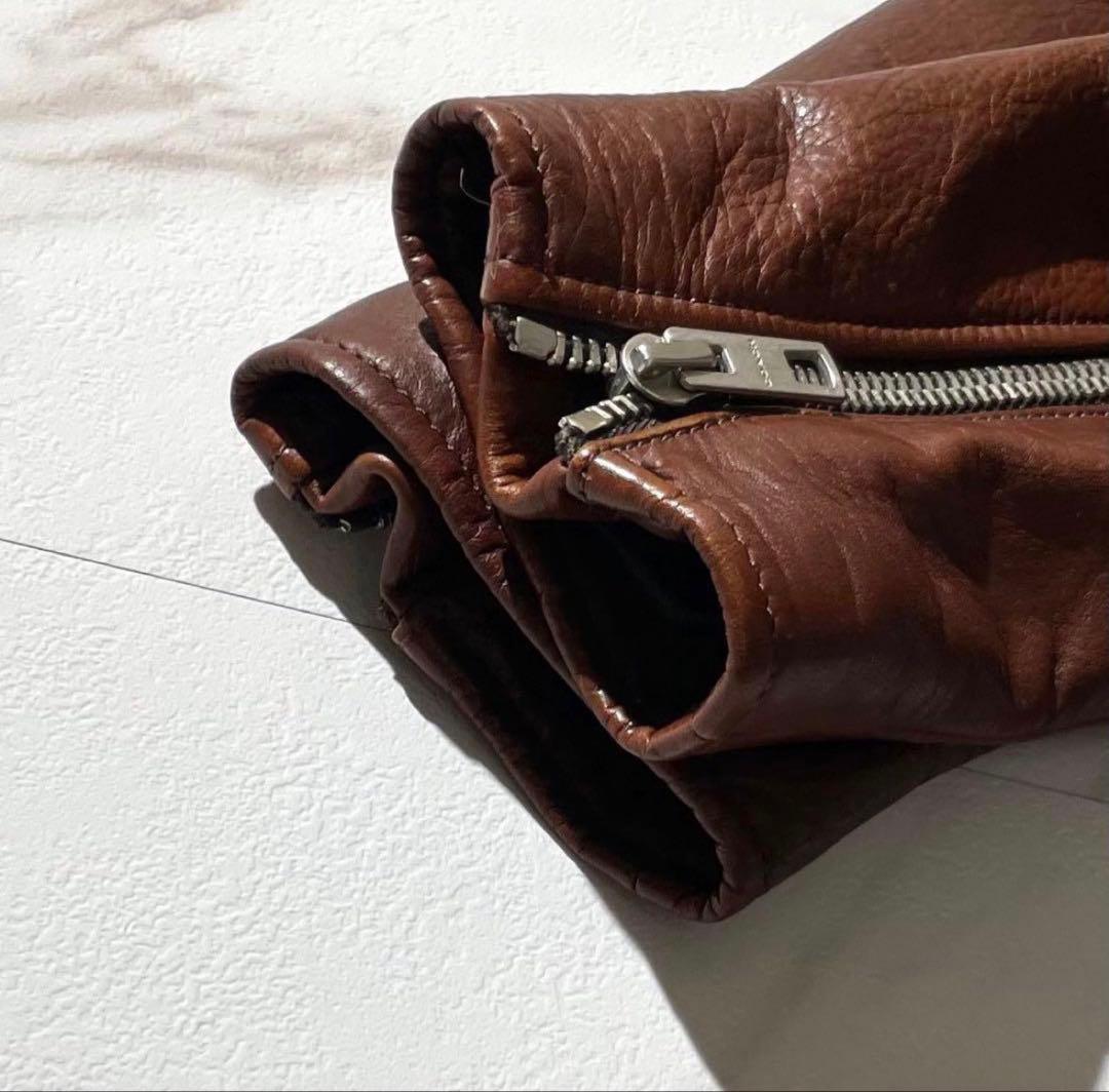 COACH ブラウン シングルライダースジャケット