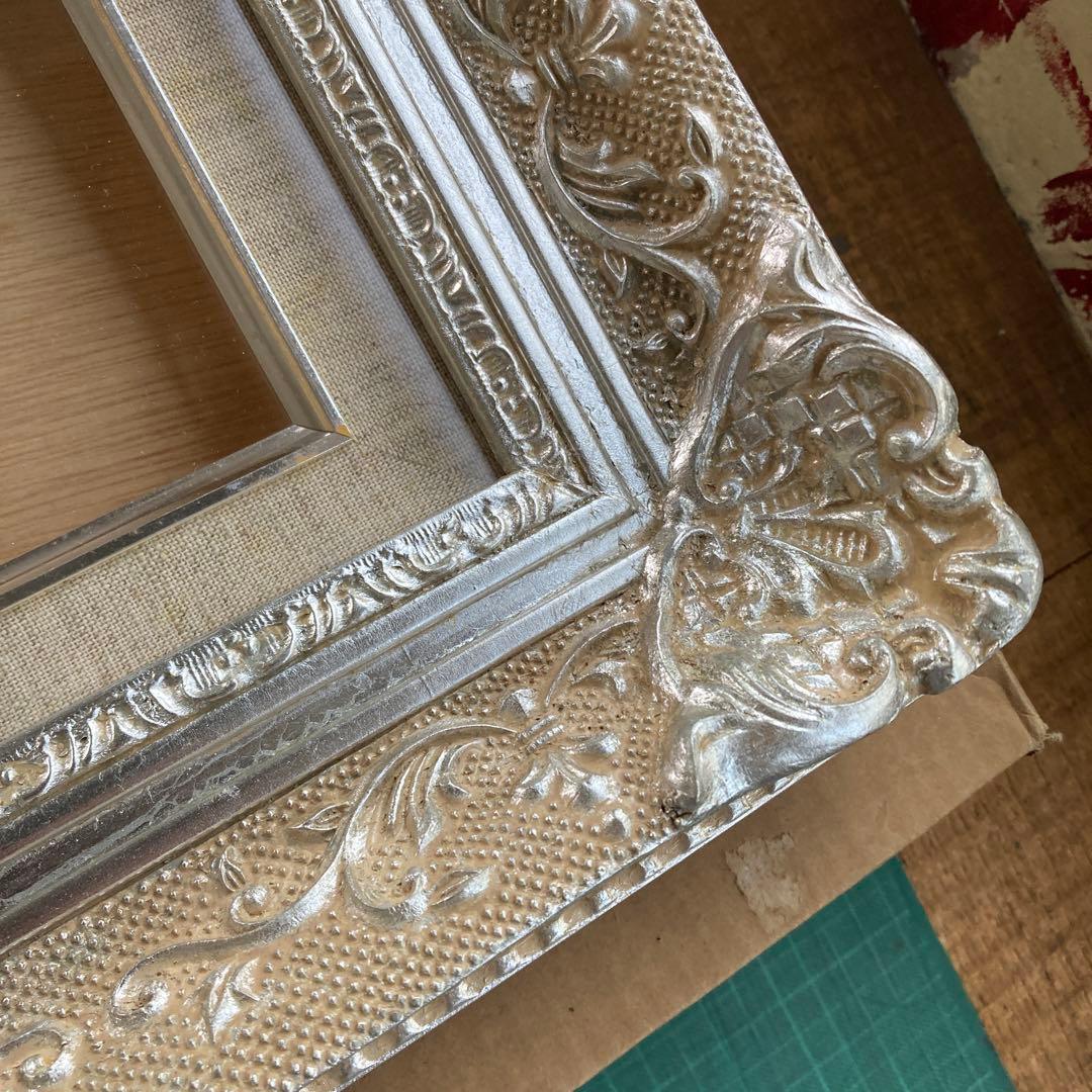 銀河堂 総葉型 P8号 油彩額縁 銀色 シルバーフレーム アートフレーム 箱付き