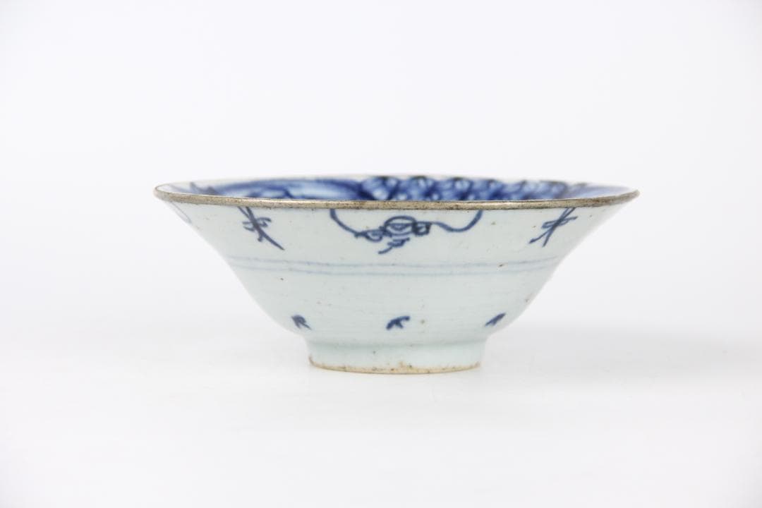 中国古美術 唐物 染付  清時代　菓子器　茶碗　清康熙　青花 EY11-2