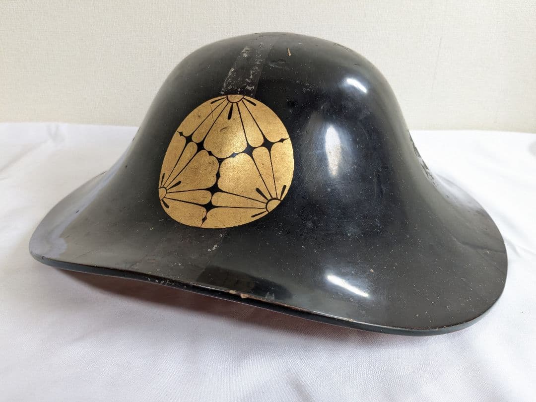 陣笠 木製 三ツ割菊 武士防具 ヴィンテージ
