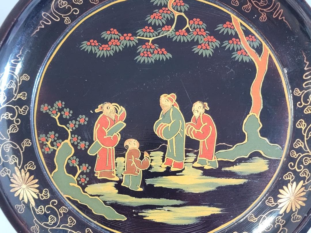 DT344 茶道具 唐物 色絵人物紋 菓子盆 中国 古美術