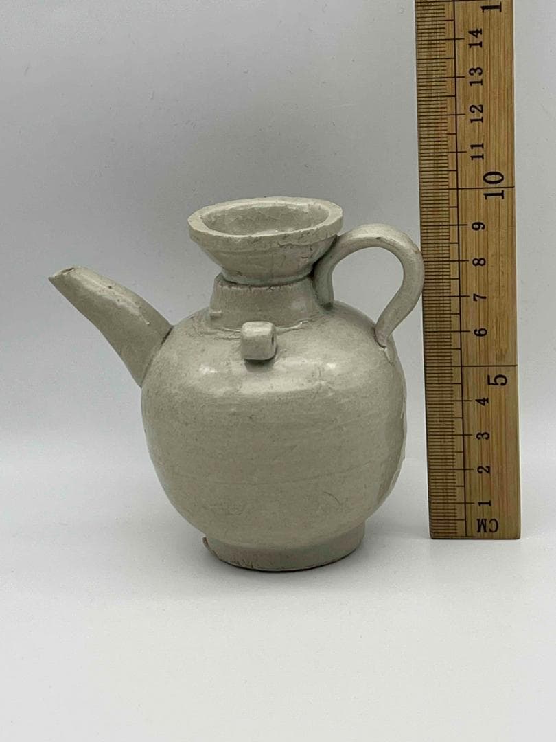 宋時代 湖田窯 青磁双系執壺 青白釉 水注 水指 水差し 茶壺　酒器(F-89)