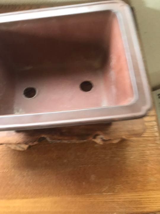 盆栽鉢　時代古色有尚古堂型盆栽鉢中品隅入り雲足20x15.5x10cm豊蘭製陶製