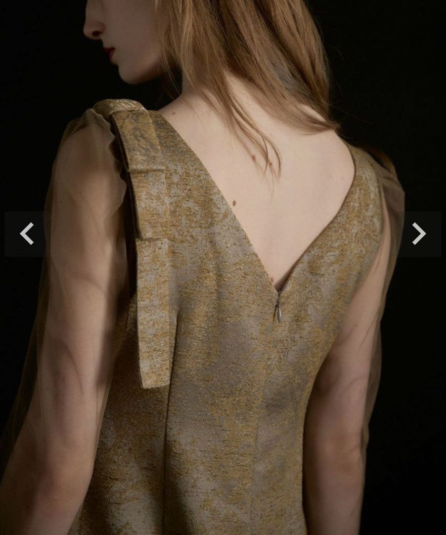 LE’RURE　Shoulder ribbon jacquard dress