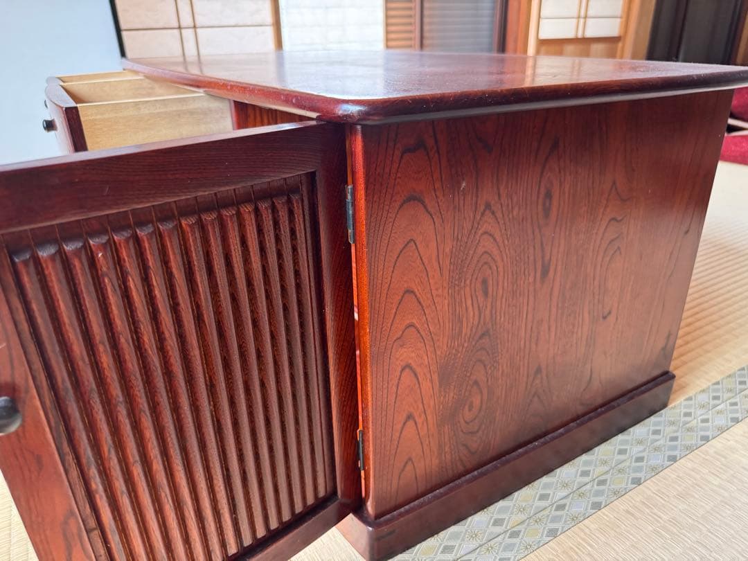 木製文机 引き出し付き ダークブラウン