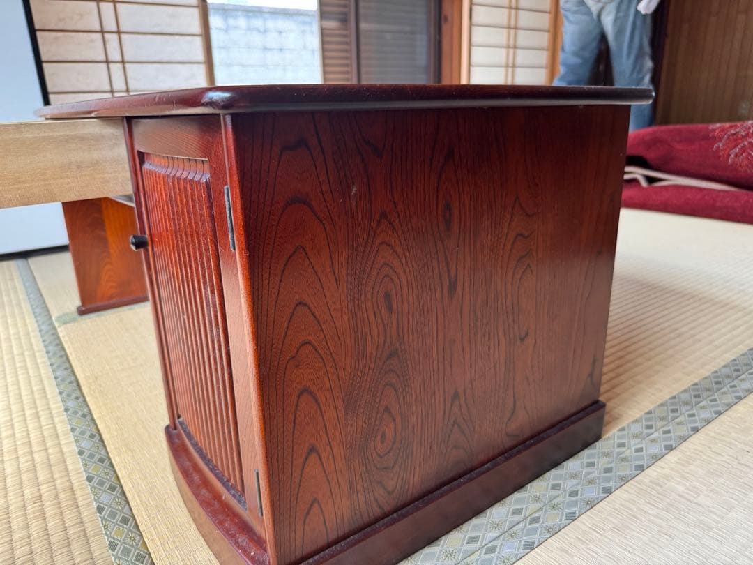 木製文机 引き出し付き ダークブラウン