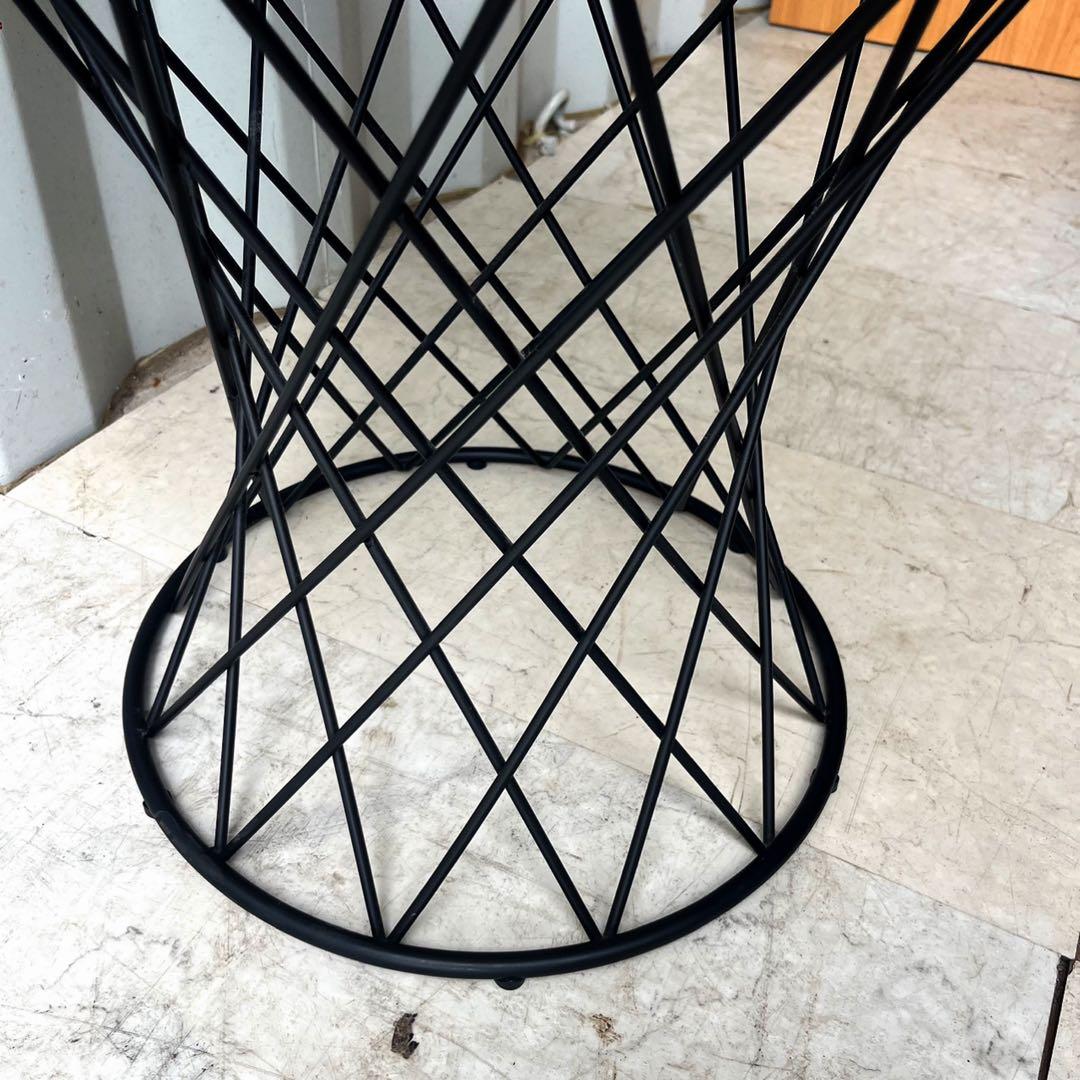 取付無料！フランフラン マーリア クリア×ブラック ガラス円形サイドテーブル✨