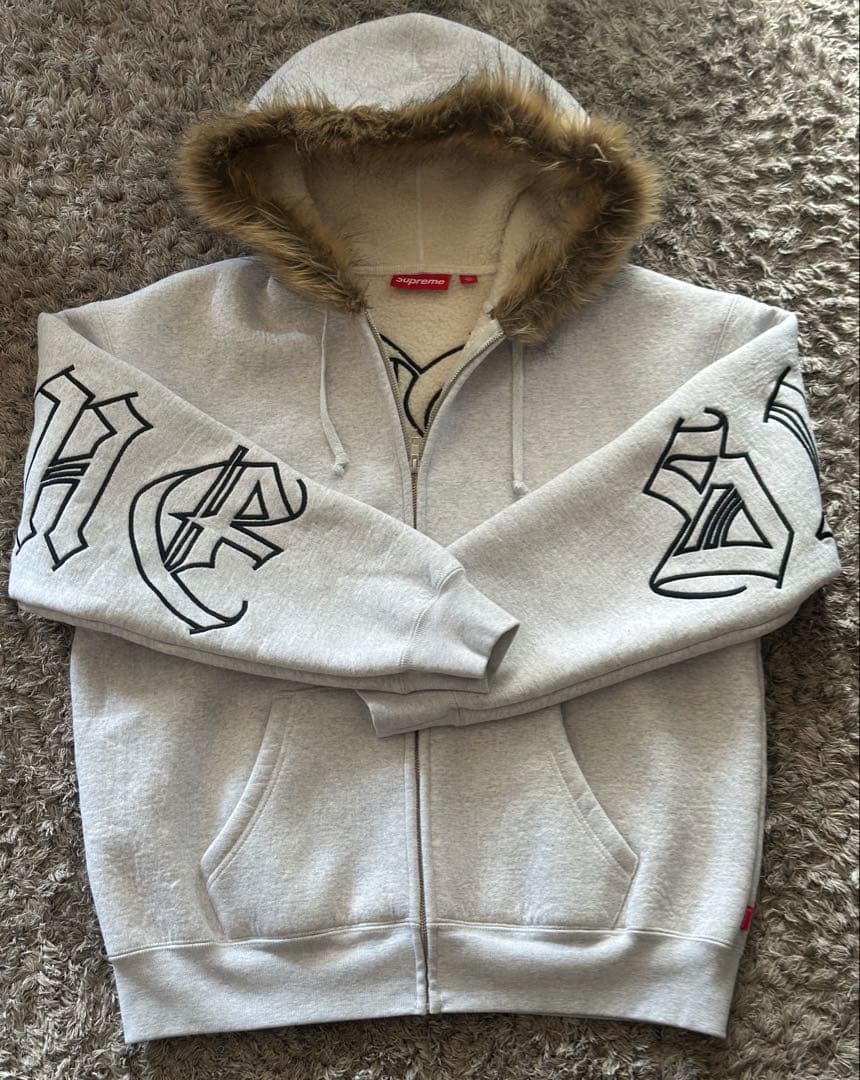 Supreme Faux Fur Zip Up Hoodie Grey Mサイズ