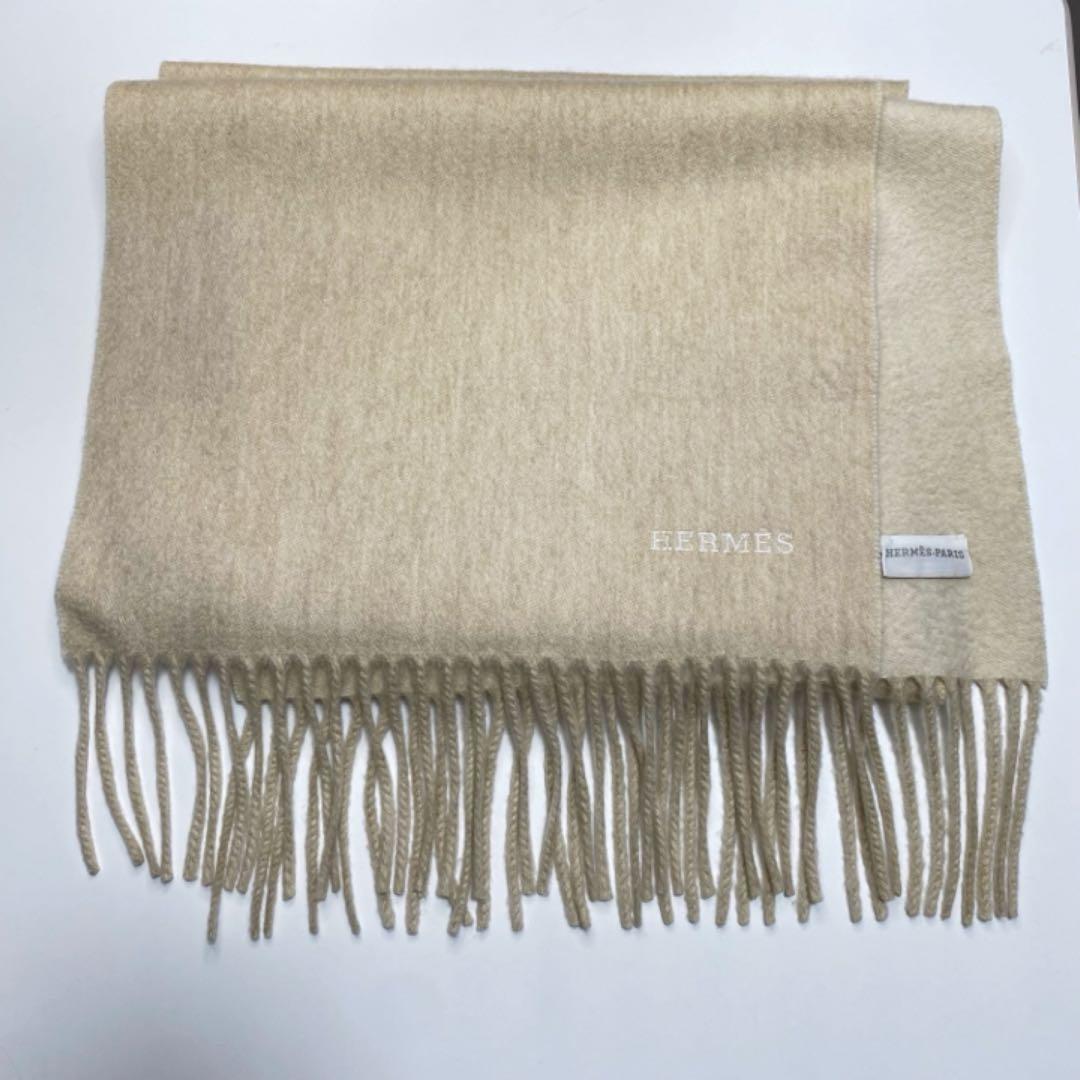 HERMES　カシミヤマフラー　ベージュ