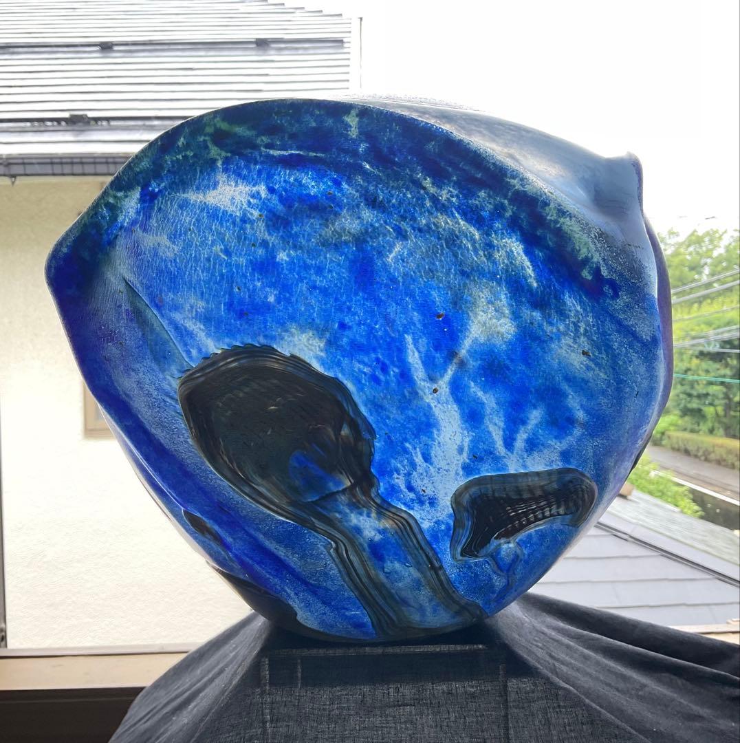 ジャンクロードノヴァロ(仏)1985年フラワーベース(ガラスアート・オブジェ)