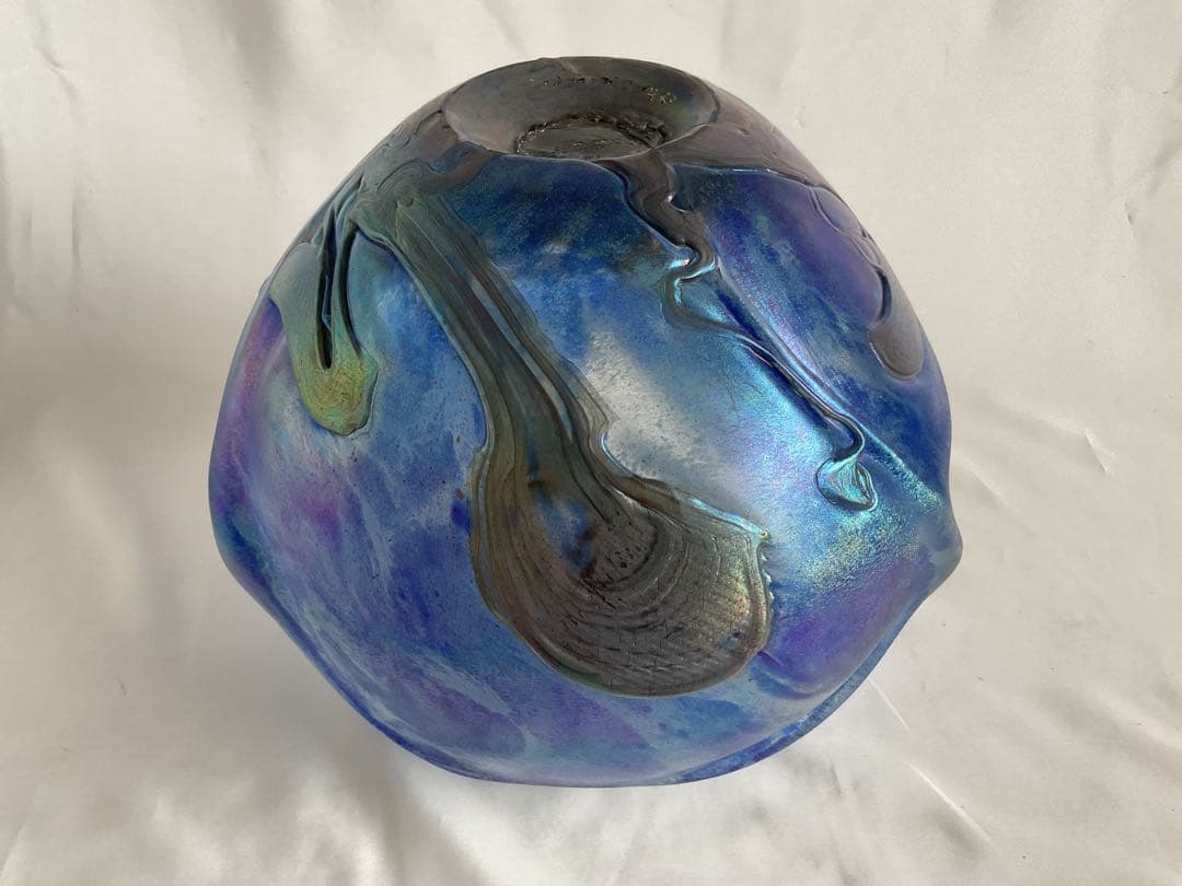 ジャンクロードノヴァロ(仏)1985年フラワーベース(ガラスアート・オブジェ)