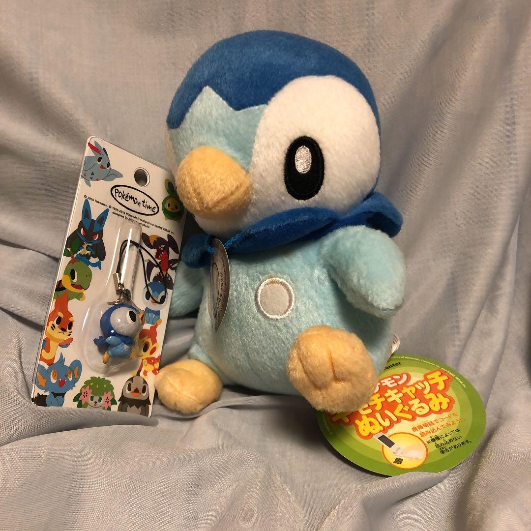 ポケモンセンター　キモチキャッチ　ポッチャマぬいぐるみ　ポケモンタイムストラップ