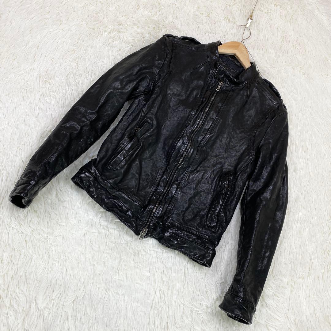 『Neil Barrett』 (XXS) レザー シングルライダースジャケット