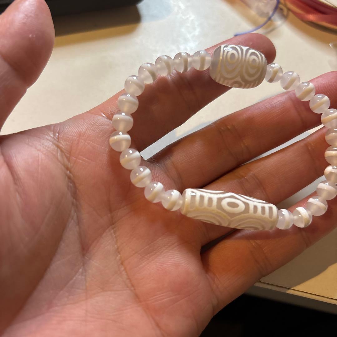 羊脂天珠、白財神龍眼天珠たん、白綿天珠たん！ブレスレット、久しぶり！