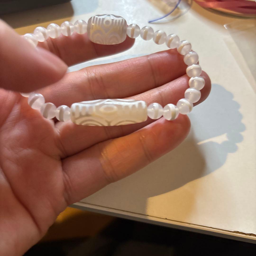 羊脂天珠、白財神龍眼天珠たん、白綿天珠たん！ブレスレット、久しぶり！