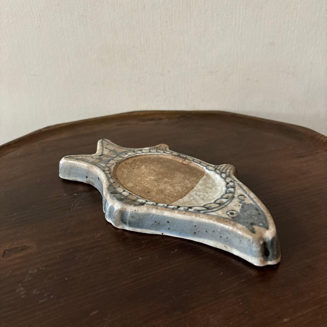 染付魚形硯　東山　兵庫県姫路　江戸時代　骨董　アンティーク検:李朝　三田　伊万里