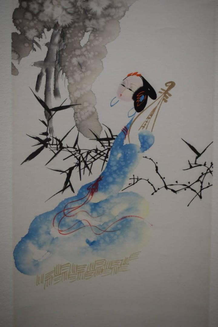 不詳/作者不詳/美人に蘭図/布袋屋掛軸HE-775