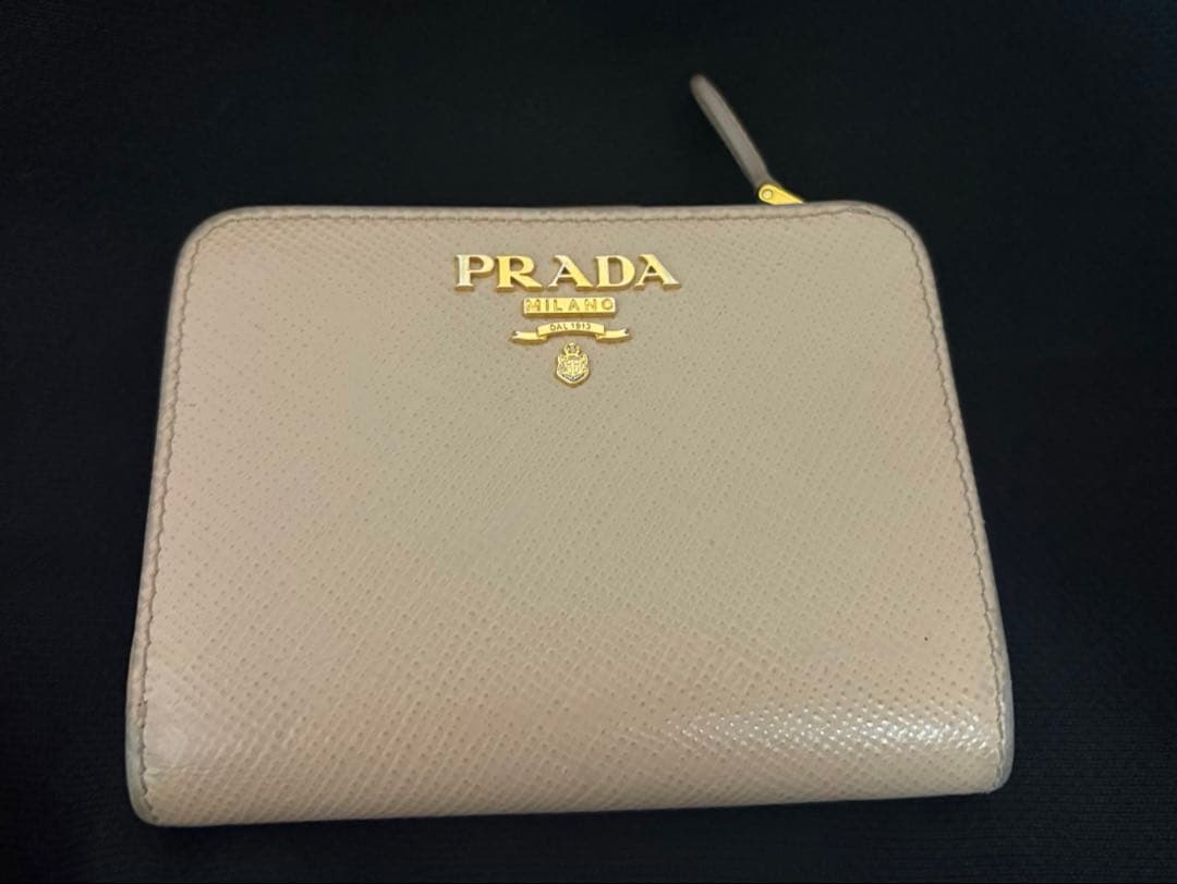 PRADA 二つ折り 財布 2つ折り 正規品 ピンク ベージュ　最終値下げ