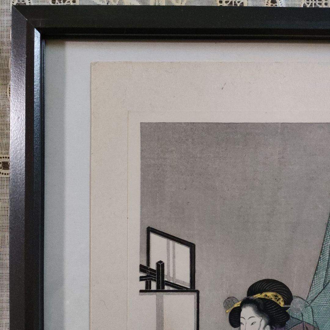 歌川国貞（三代豊国）浮世絵木版画『吸い付け煙草』 落款は五渡亭国貞